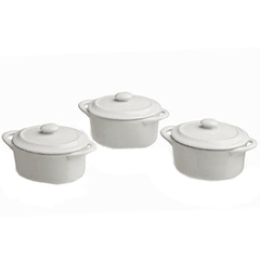 Baking dish with lid “Mignon”[3pcs] porcelain 60ml D=7cm white