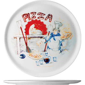 Блюдо для пиццы с рисунком «Чинция» фарфор D=28,5см белый,роспись