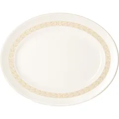 Блюдо «Антуанетт» овальное фарфор ,H=9,L=200,B=160мм белый,олив.