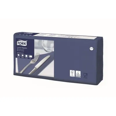 Салфетки бумажные Tork  33*33 темно-синие, 2 слоя, листов 200/в коробе 10. бумага ,L=33,B=33мм синий