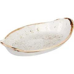 Oval baking dish “Kraft White”  porcelain  250 ml , L=25, B=13 cm  white, brown.