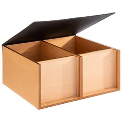 Buffet container “Toast Box” with lid (4 sections)  oak , H=16, L=36, B=33.5 cm  St. wood, black