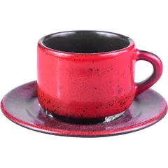 Coffee pair “Milky Way red”  porcelain  80 ml  red, black