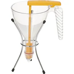 Funnel-dispenser for air-conditioned edition + stand  plastic, stainless steel  0.75 l  D=13, H=26 cm  transparent, metal.