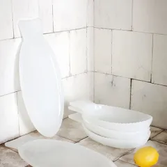 Блюдо сервировочное стекло ,H=47,L=260,B=140мм белый, изображение 3