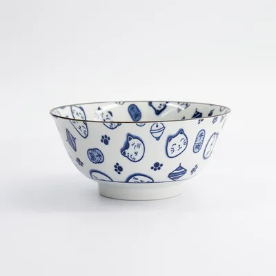 Салатник «Кэт Нэко» фарфор 0,5л D=15,H=7см белый,синий, изображение 3