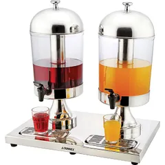 Dispenser for cold drinks double  polycarbonate, steel  8 l , H=55, L=36, B=54cm  metallic, transparent.