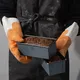 Рукавицы д/кондитера,укороченные (пара) кожа ,L=27,5,B=14,5см серый,оранжев., изображение 4