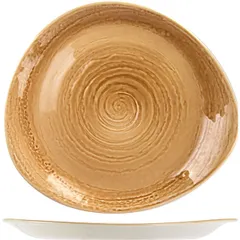 Plate “Scape Ocher” small  porcelain ,H=30,L=305,B=280mm beige.