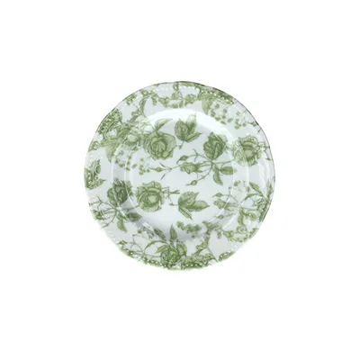 Тарелка «В.Виена Роузес» для хлеба фарфор D=16см белый,зелен.