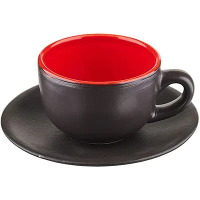 Чайная пара «Кармин» керамика 200мл D=15см красный,черный