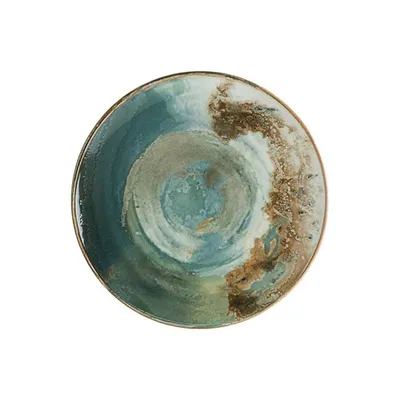 Тарелка «Футура» мелкая фарфор D=30см бирюз.,коричнев.