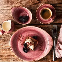 Тарелка «Крафт Распберри» мелкая фарфор ,L=25,5,B=20,5см розов.,коричнев., изображение 4