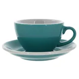 Кофейная пара «Эгг» фарфор 200мл D=95/145,H=55,L=115мм бирюз.