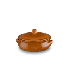 Baking pot with lid ceramics 350ml D=13,H=7cm brown.