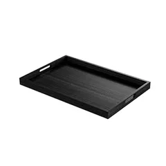 Serving tray with handles oak ,H=4,L=60,B=40cm black oak