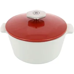 Baking pan with lid ceramics,stainless steel 0.5l D=13.6cm white,red