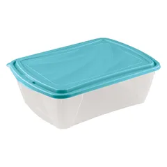 Container for products “Breeze” with a lid for microwave  polyprop.  1.75 l , H=75, L=224, B=170mm  transparent, blue.