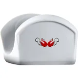 Napkin holder “Mezen” Prince of Swans  porcelain ,H=75,L=113,B=40mm white,red