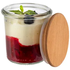 Банка для подачи «Вэк» набор с крышкой[12шт] стекло,дерево D=6,H=7см прозр.,св. дерево, изображение 2