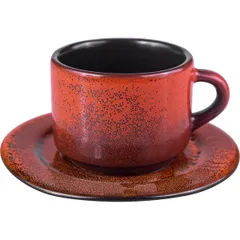 Coffee pair “Milky Way terracotta”  porcelain  80 ml  terracotta, black