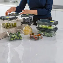 Контейнер для продуктов крышка герметичная с клапаном тритан 1,7л ,H=11,1,L=16,B=16см прозр.,черный, изображение 3