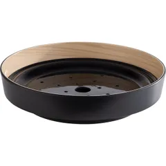 Поднос фуршетный «Фрида» с каплесборником пластик D=255,H=60мм черный,бежев.