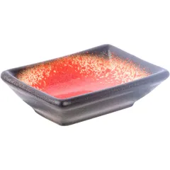 Sauce boat rectangular. “Agate” porcelain 50ml ,H=25,L=90,B=65mm red