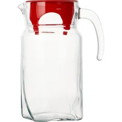 Jug “Moon” with lid  glass, plastic  1.7 l , H=23.5, L=16.7 cm  transparent, red