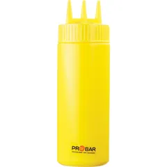 Container for sauces with three spouts  plastic  350 ml  D=7, H=20 cm  yellow.