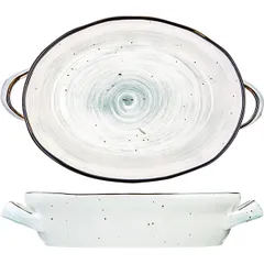 Форма для запекания «Пастораль» овальная с ручками фарфор 1,25л ,H=6,L=25,B=19см зелен., изображение 2