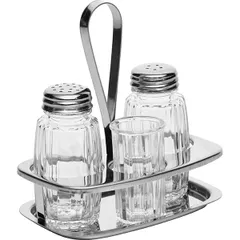 Set for spices 3 pcs.  glass, stainless steel  D=115, H=125, L=115, B=65mm  transparent, metal.