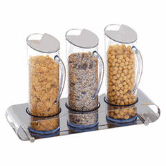 Set of containers for muesli [3 pcs]  plastic, stainless steel  1.5 l , H=29, L=47, B=14 cm  transparent.