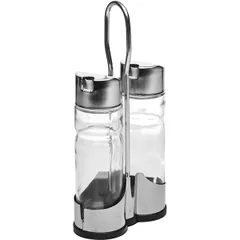 Oil/vinegar set on a stand  glass, stainless steel  165 ml  D=44, H=230, L=110, B=115mm  metal.