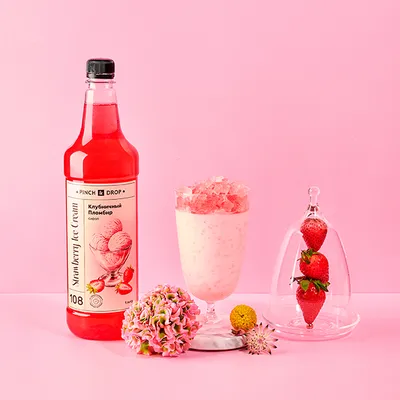 Сироп «Клубничный Пломбир» Pinch&Drop пластик 1л D=81,H=301мм розов., изображение 4
