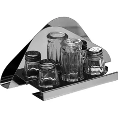 Set for spices 3 pcs. + napkin holder  glass, stainless steel , H=85, L=170, B=83mm  clear, silver.