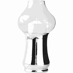 Oil lamp “Mussell”  glass, steel  D=99, H=255, L=130, B=130mm  chrome plated, transparent.