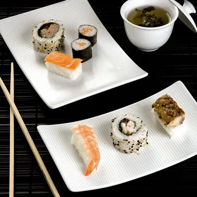 Блюдо для суши «Аура» фарфор ,L=21,B=14см белый, изображение 2