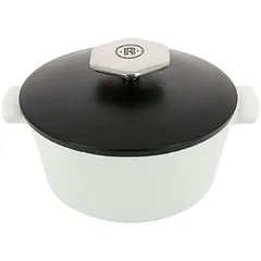 Baking pan with lid “Revolution”  ceramics  0.8 l  D=16.4, H=10.7 cm  white, black