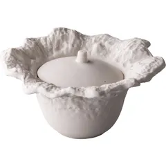 Salad bowl “Ro Design Bai Erbisi” with lid ceramics D=12cm white,matte