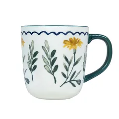 Кружка «Луга» Цветок керамика 440мл D=9,H=10см белый,разноцветн.