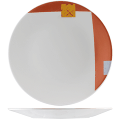 Plate “Zen Contour”  porcelain  D=15.25, H=15cm  white, orange.