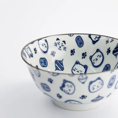 Салатник «Кэт Нэко» фарфор 0,5л D=15,H=7см белый,синий, изображение 2