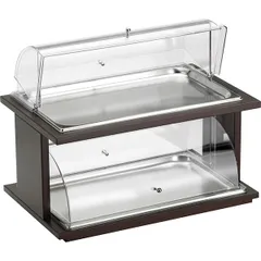 Станция буфетная для выпечки 2 яруса, цвет венге мдф,сталь нерж. ,H=46,L=59,B=46см