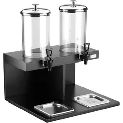 Dispenser for cold drinks 2 containers  wood, polycarbonate  3.5 l  D=16, H=60, L=45, B=51 cm  black, prose