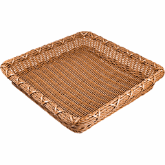 Wicker basket for bread, square  polyrottan , H=8, L=45, B=45cm  brown.