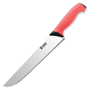 Нож для нарезки мяса сталь,пластик ,L=26см красный,металлич.