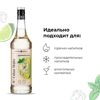 Сироп «Кубинский Мохито» Pinch&Drop стекло 1л D=85,H=330мм белый, Состояние товара: Новый, Вкус: Мохито, Материал: Стекло, Объем по данным поставщика (мл): 1000, изображение 3