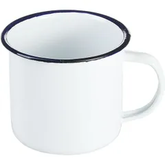 Enameled mug steel 400ml D=8cm white,blue