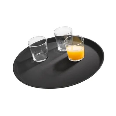 Поднос «Нослайд» прорезиненный круглый стеклопласт. D=355,H=20мм черный